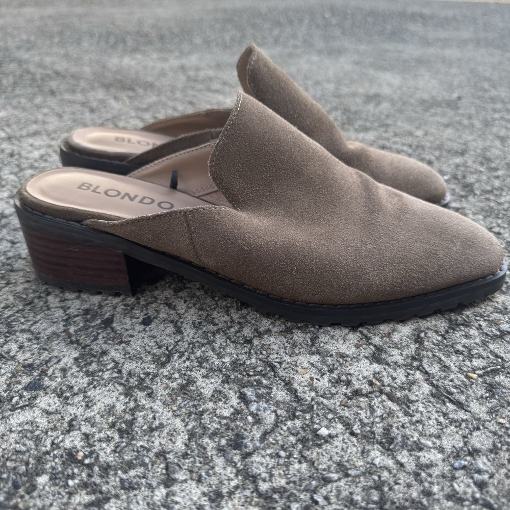 Blondo Sienna Mule Women's Sz 7 Taupe Leather Clog Slide On Shoe - Picture 3 of 9